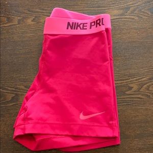 Pink nike pro shorts